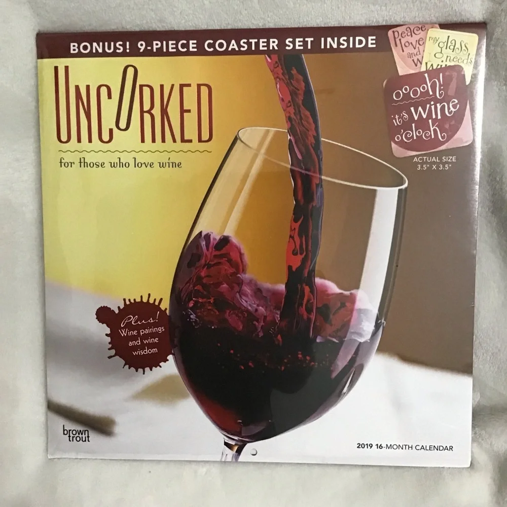 2019 Uncorked Calendar FREE Coasters